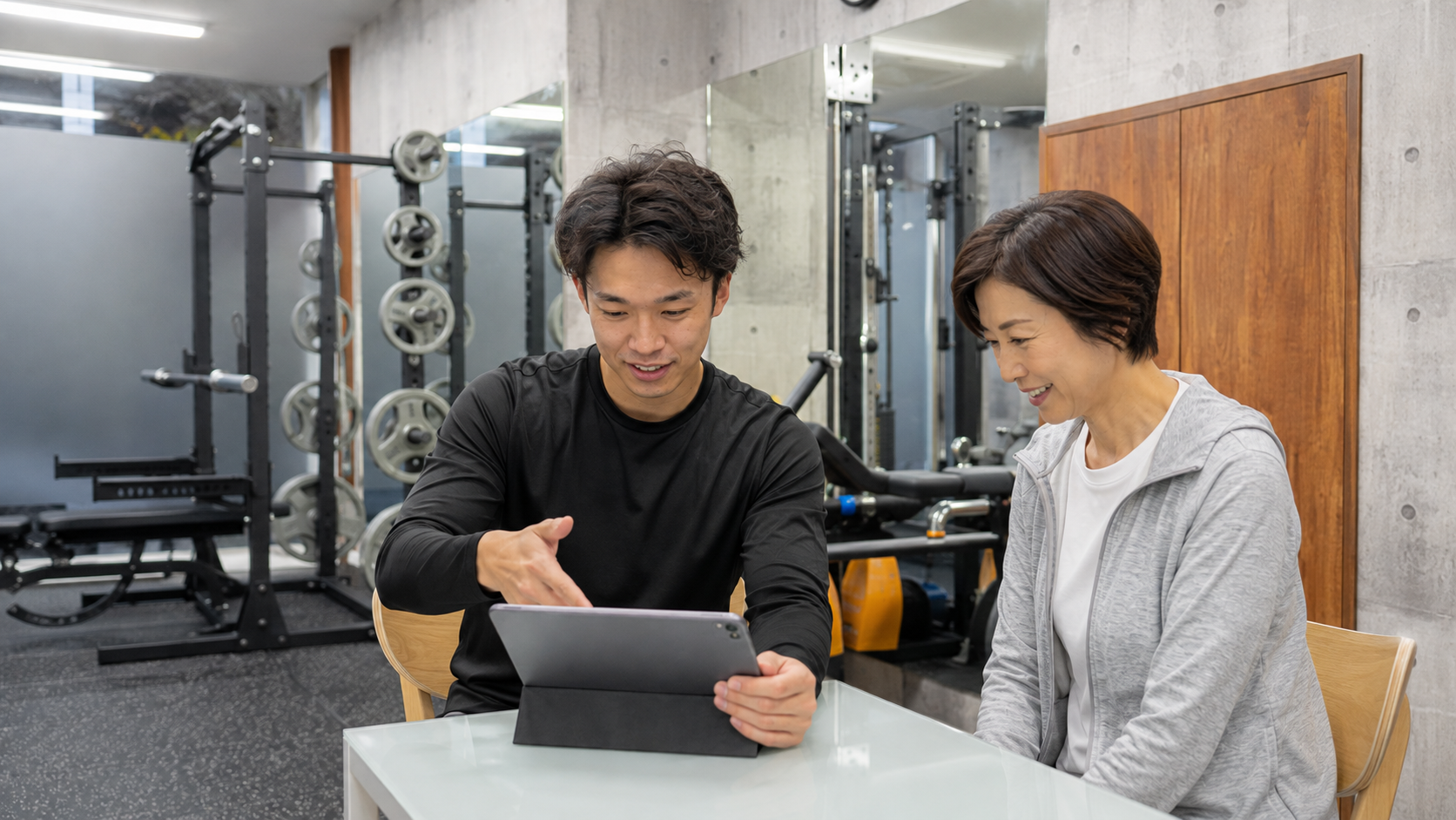トレーナーが一人ひとりに合わせたプランを相談する様子